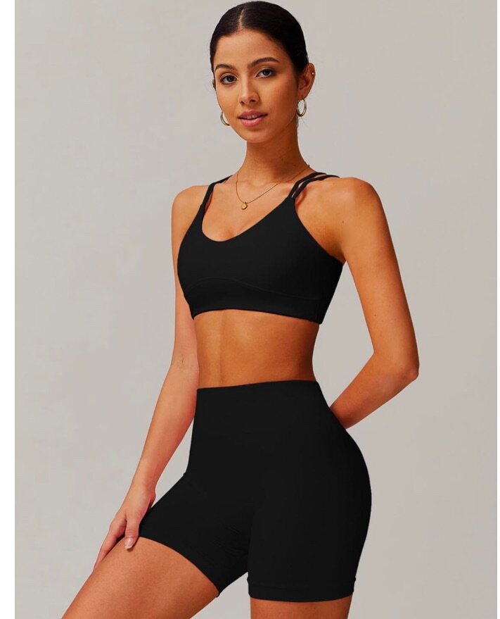 Women Workout Sets 2 Piece Cross Back Sports Bras Matching H