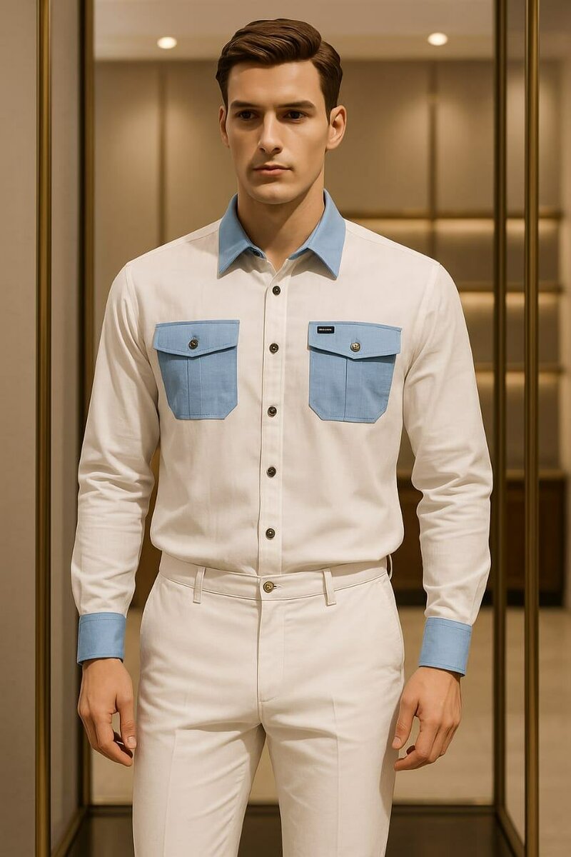 Chemise homme élégante bicolore