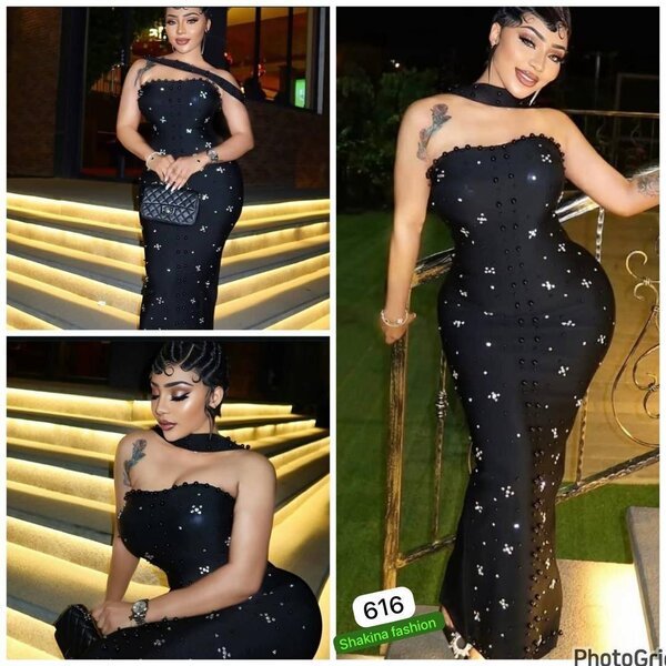 Robe élégante noire à sequins