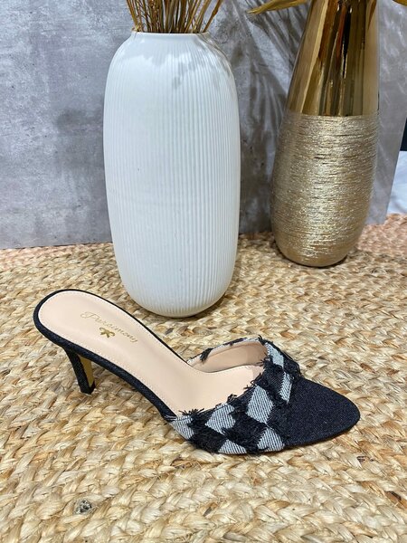 sandales en jean pour femmes noires