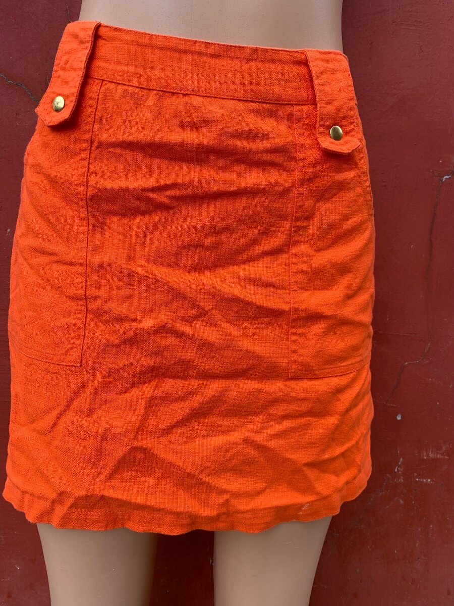 Jupe orange en lin léger