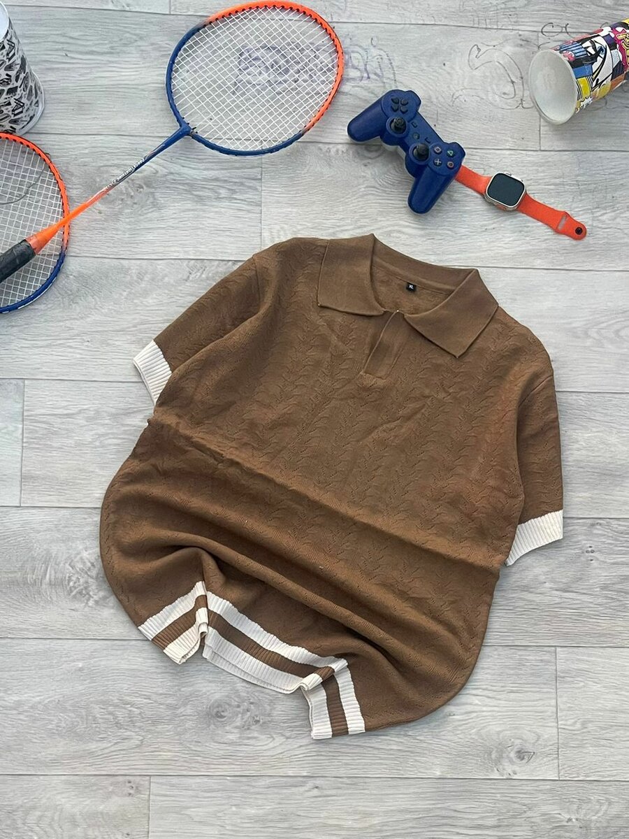 Polo en tricot rayé homme