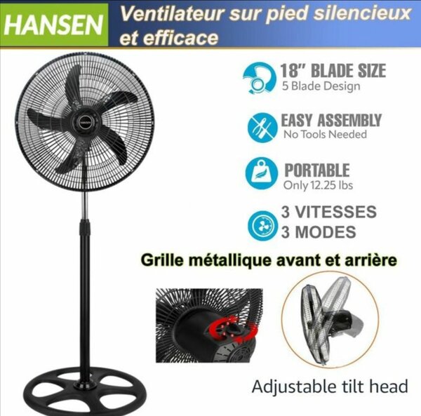 Ventilateur sur pied Hansen 18”