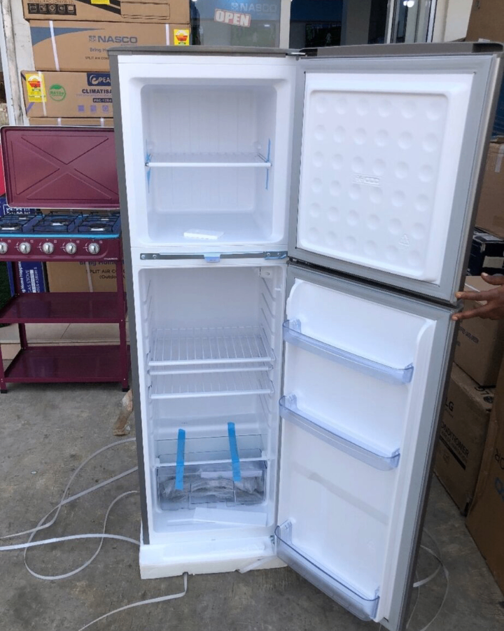 Standing fridge double door.
