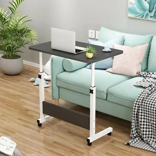 Bedside Table with Wheels, Height Adjustable