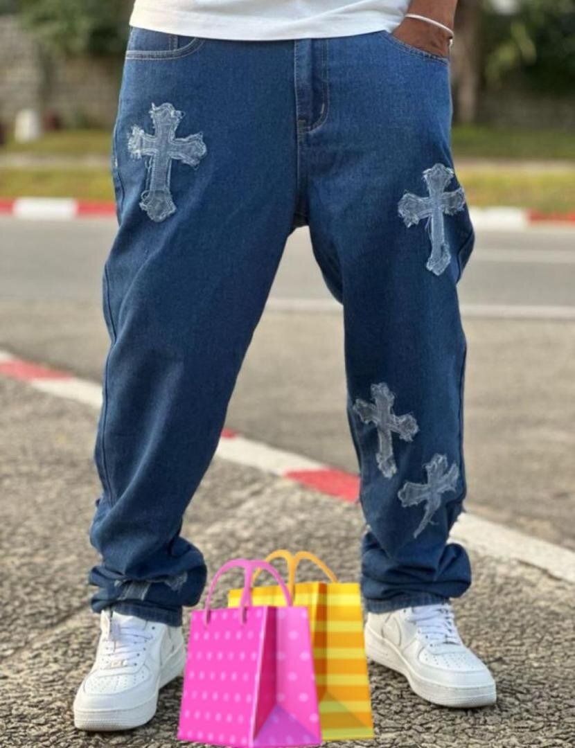Jean décontracté croix tendance