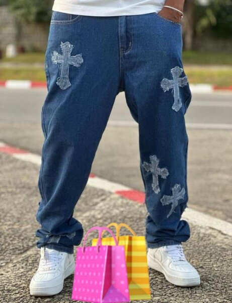 Jean décontracté croix tendance