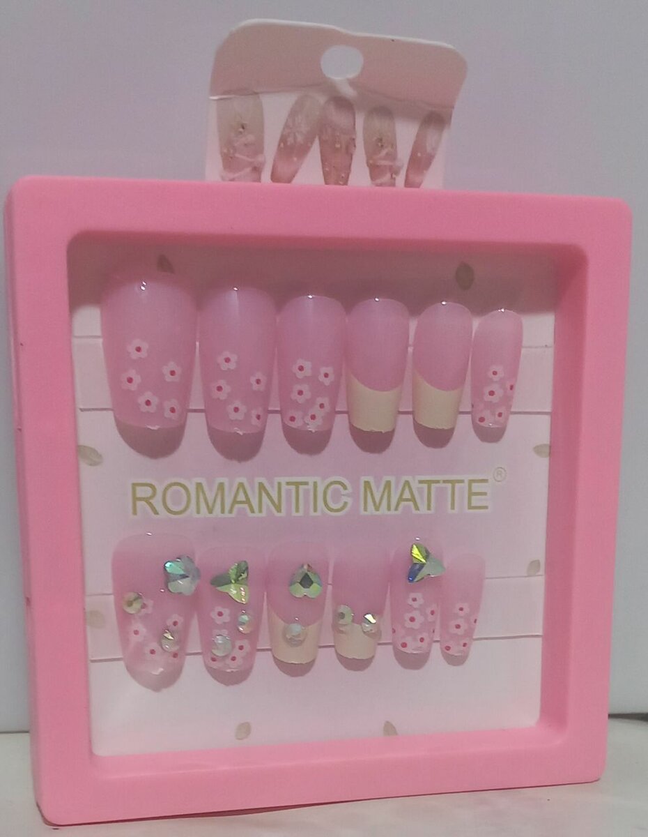 Ongles Pressés Fleurs Roses