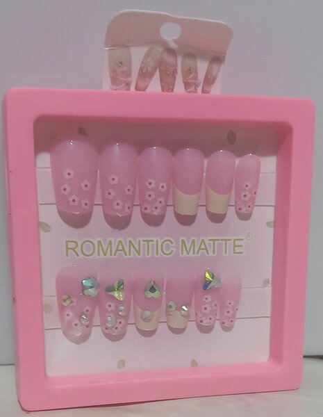 Ongles Pressés Fleurs Roses