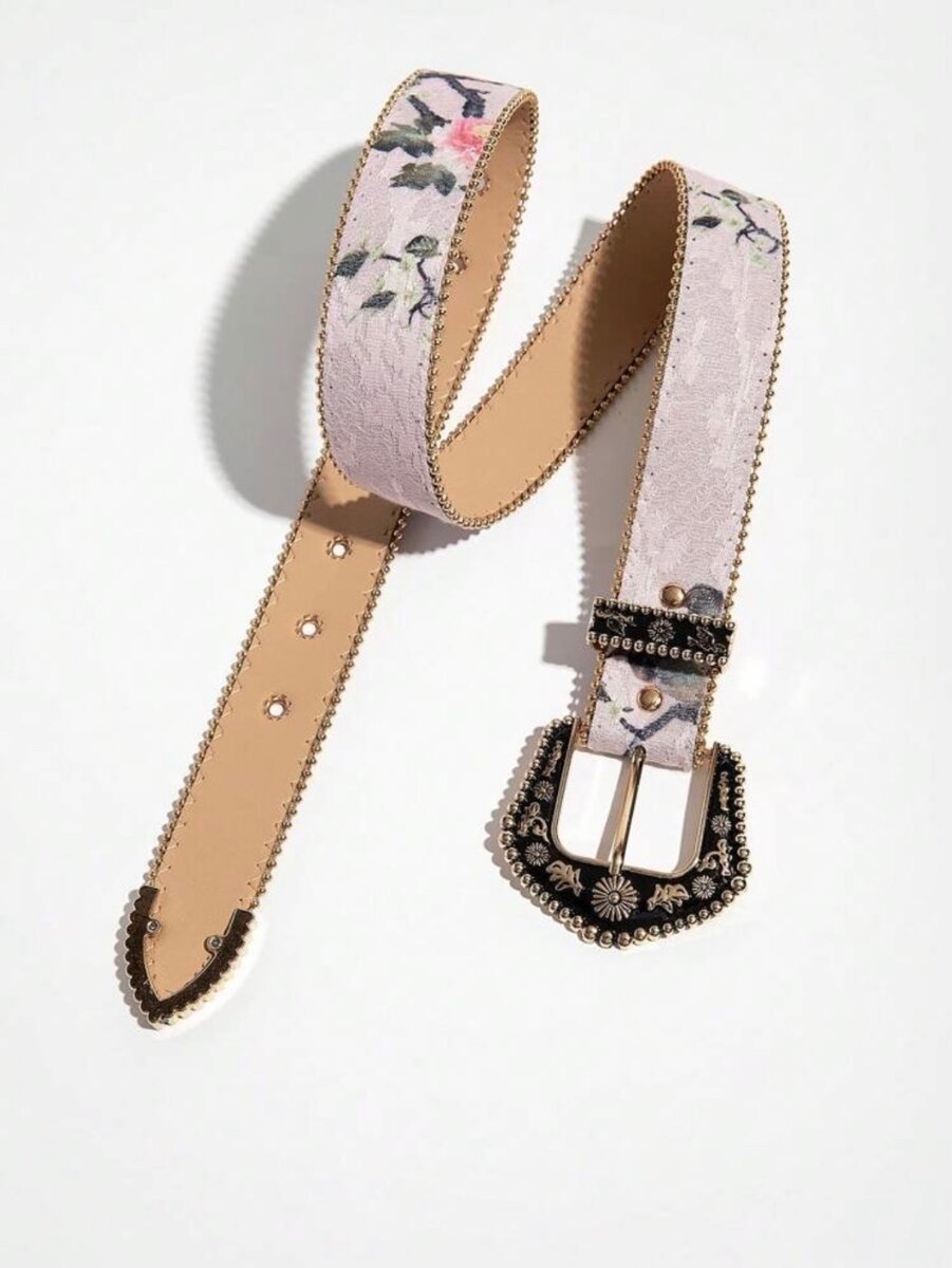 Ceinture en cuir motif floral