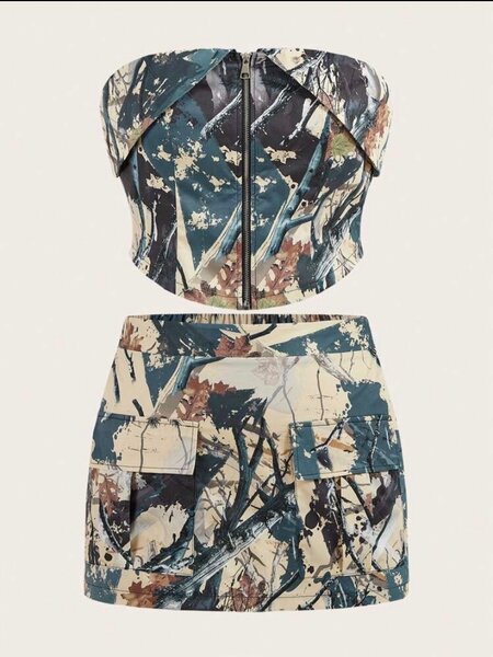 Robe bustier camouflage chic