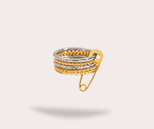 Bague Empilable en Or et Argent