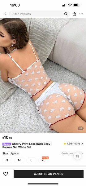 Combinaison de nuit à motifs cœurs