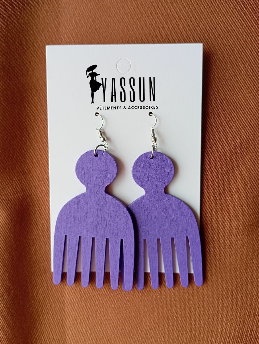 Boucles d'oreilles ethnique en bois