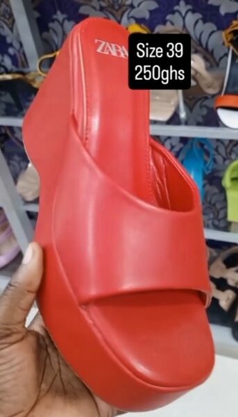 Orange high platform sandals