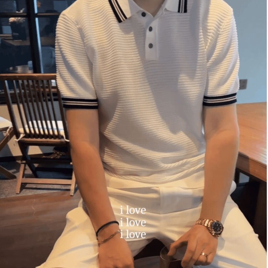 Polo à manches courtes rayé