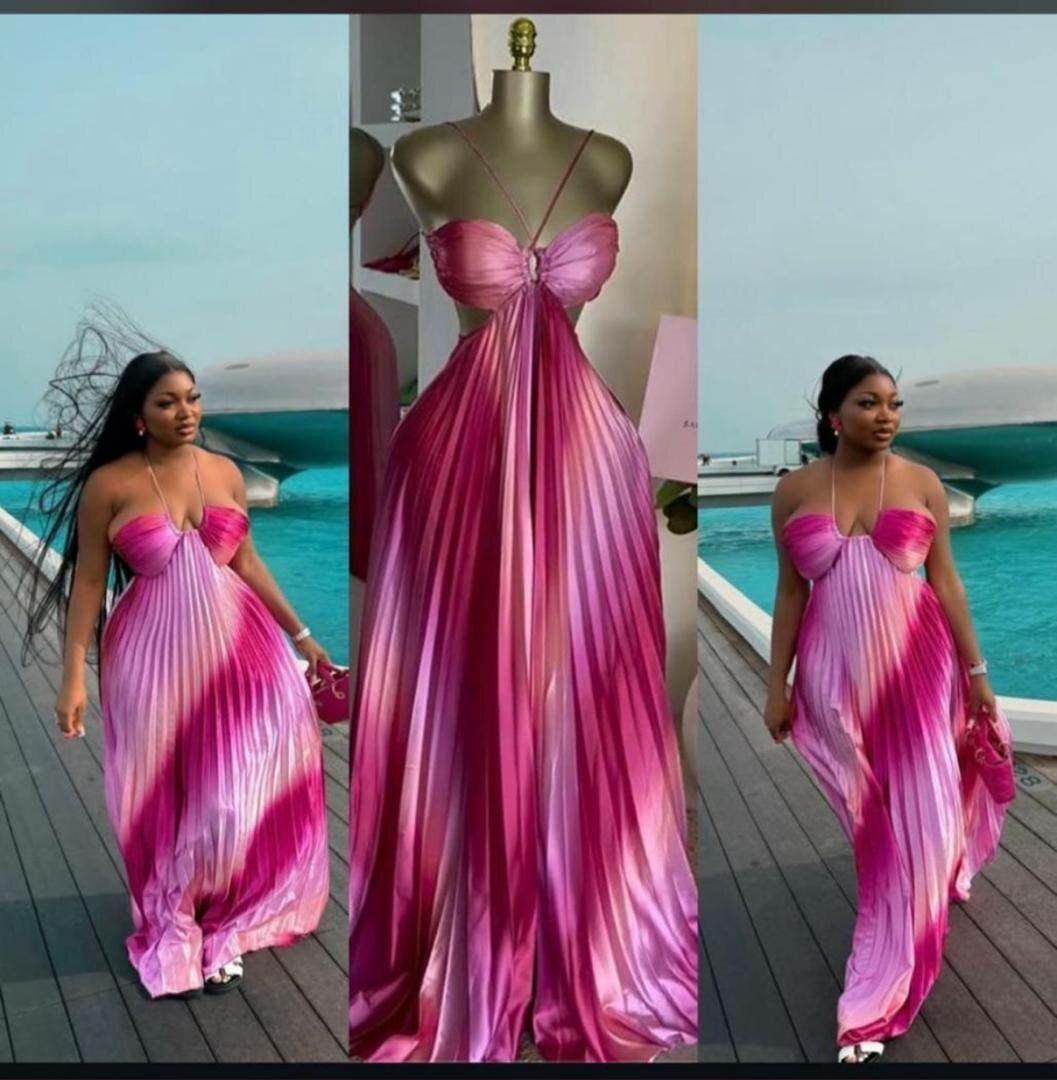 Robe longue dégradé rose