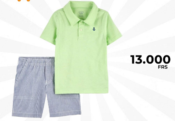 Polo vert et short rayé