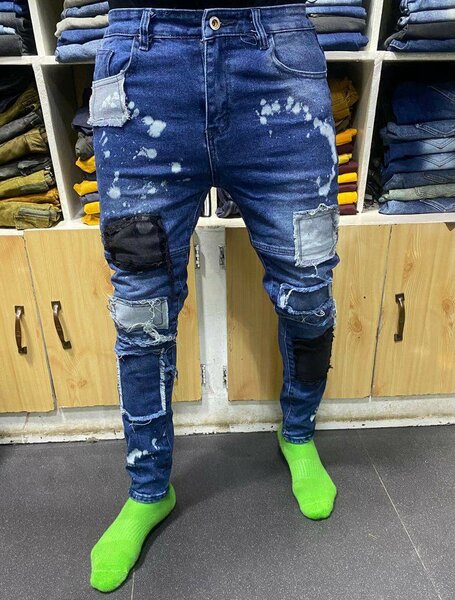 Jean patchwork décontracté homme
