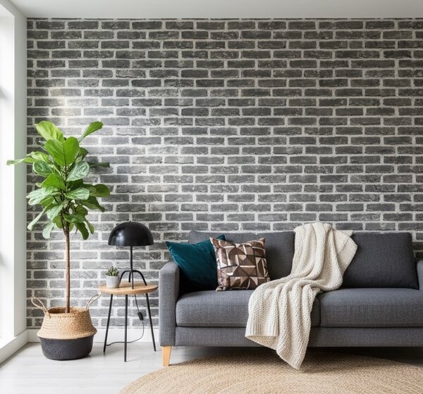 Papier peint brique grise moderne