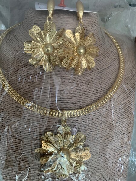 Gold Plated Necklace and Earrings