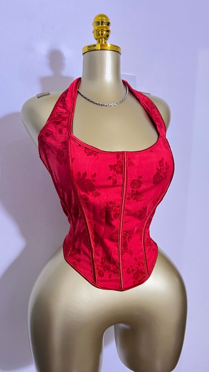 Corset floral rouge sexy