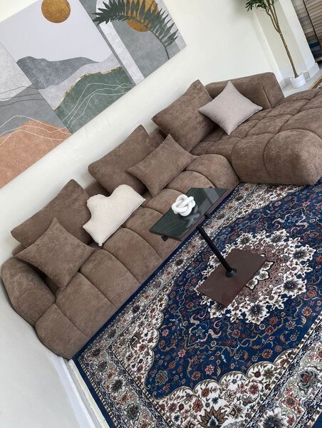 Canapé modulaire en velours marron