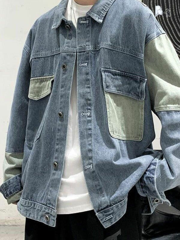 Veste en denim bicolore
