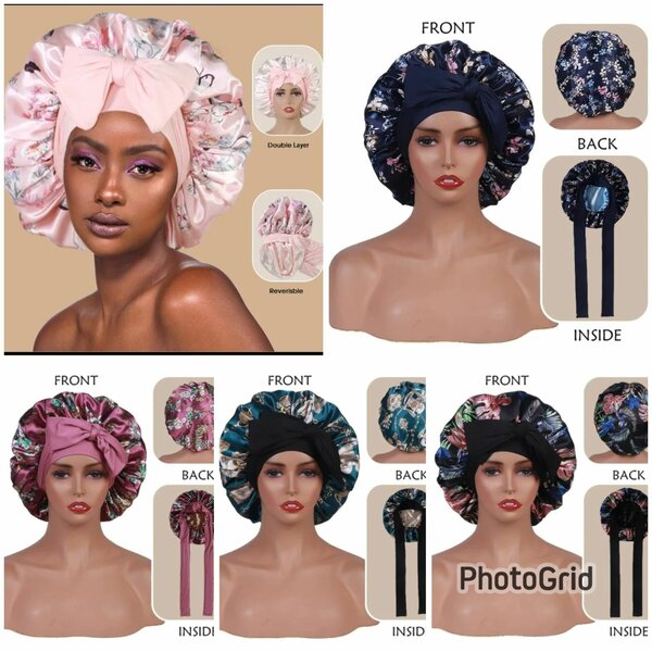 Bonnet en satin réversible