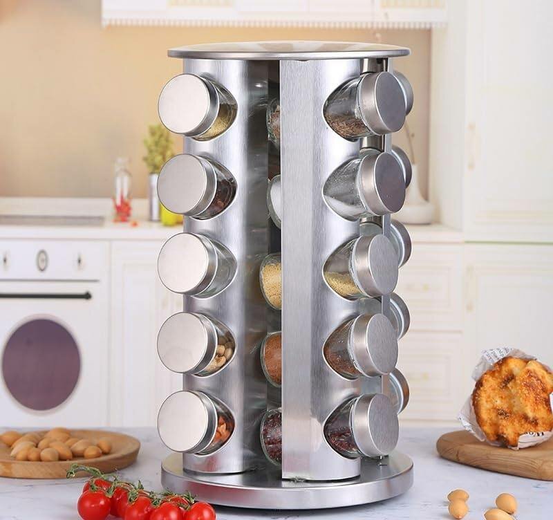 Spice Tower | Round Spice Rack | Set Of 20 Spice Jars
