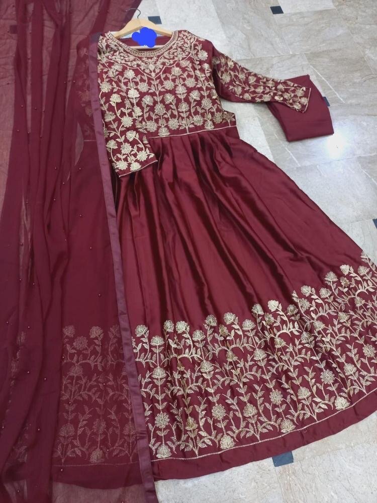 3 pcs womens stiched Shamoz silk Maxi