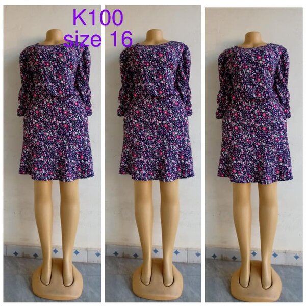 Purple dress with floral print, size 16