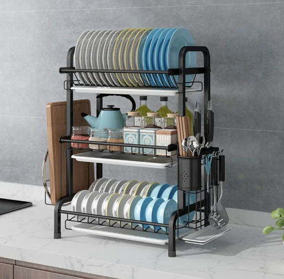 MZXU 3 Tier Drying Rack Drain Over The Sink, Stainless Steel