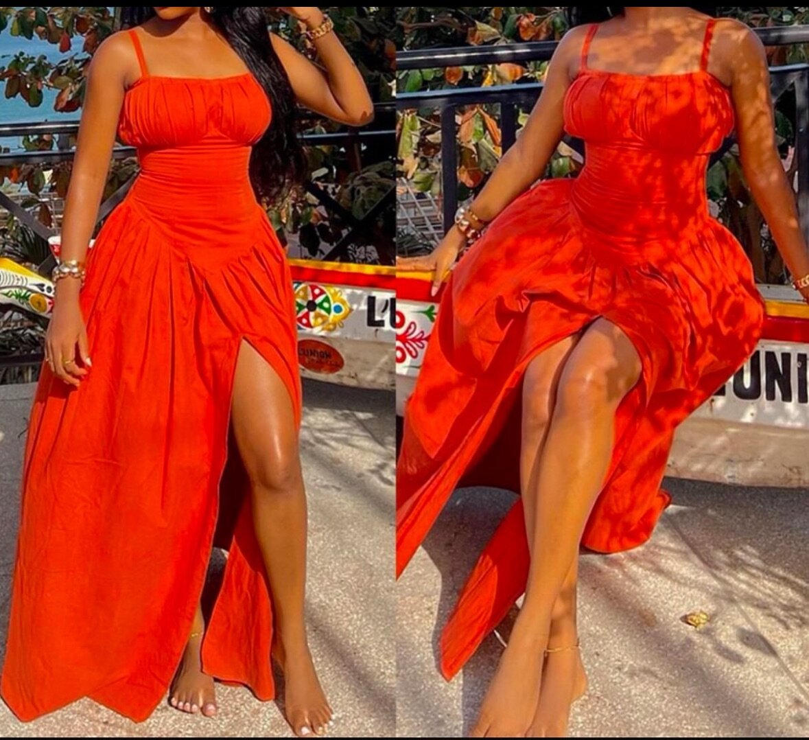 Robe d'été orange élégante