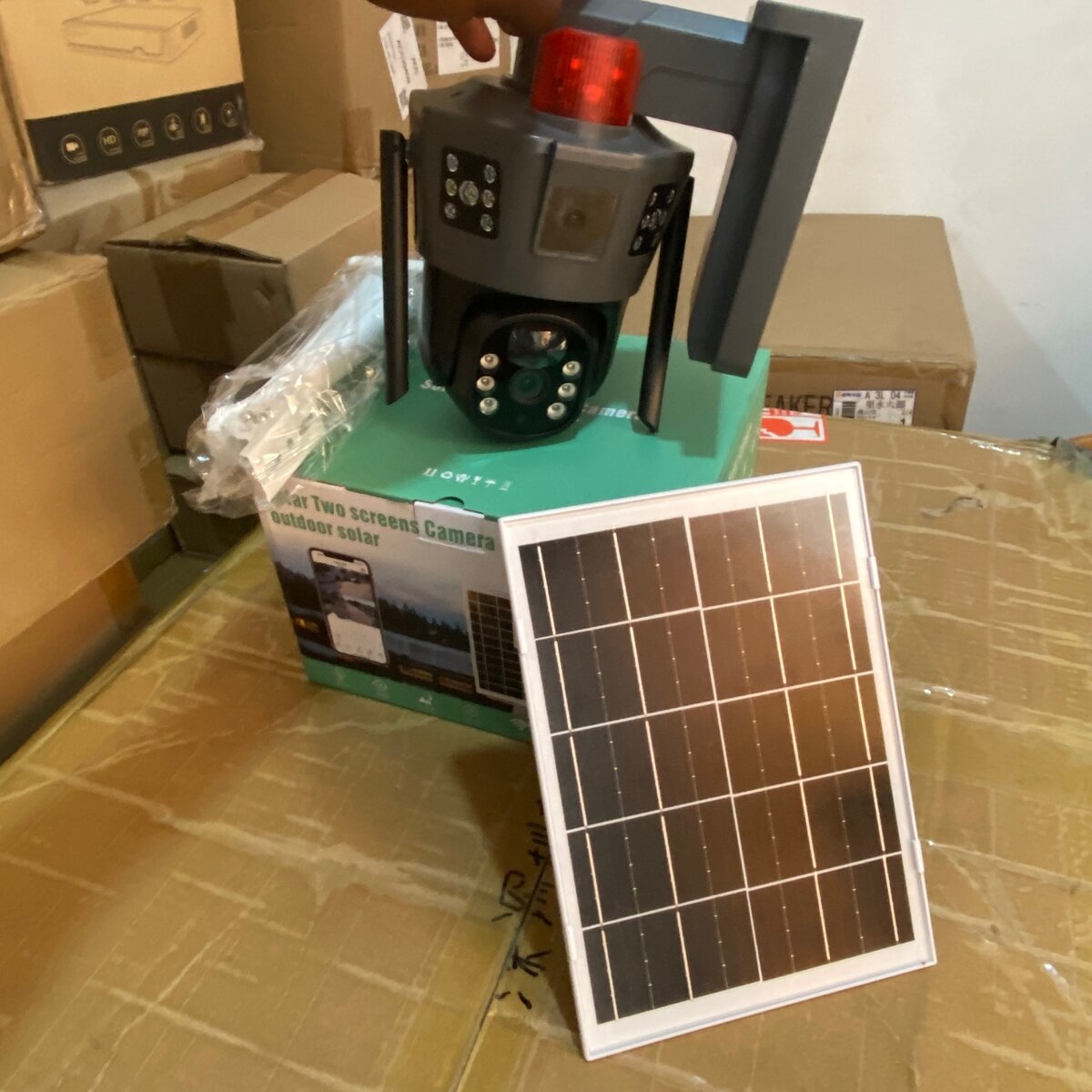 Dual lens solar powered security camera