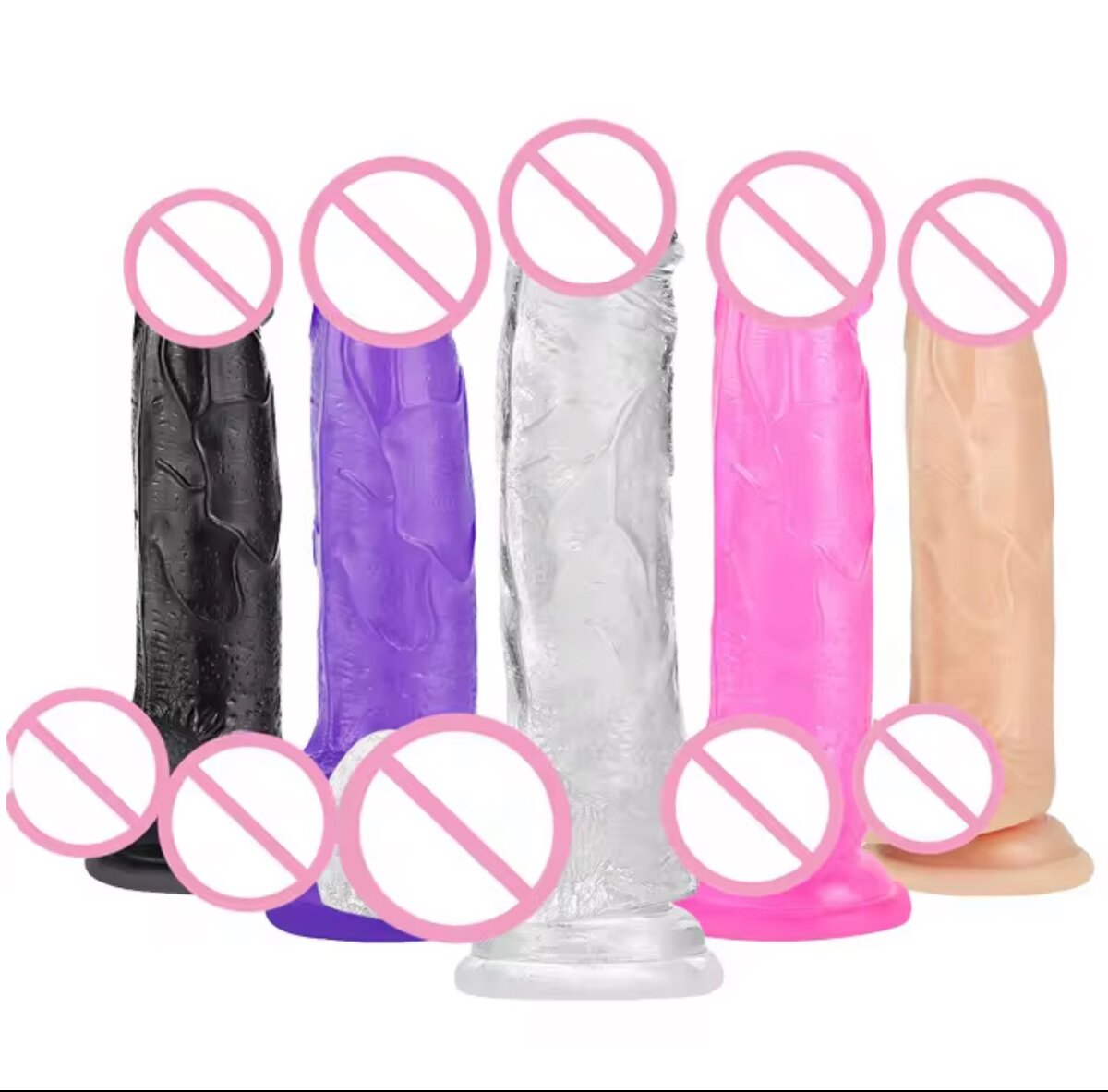 Gode à ventouse réaliste multicolore