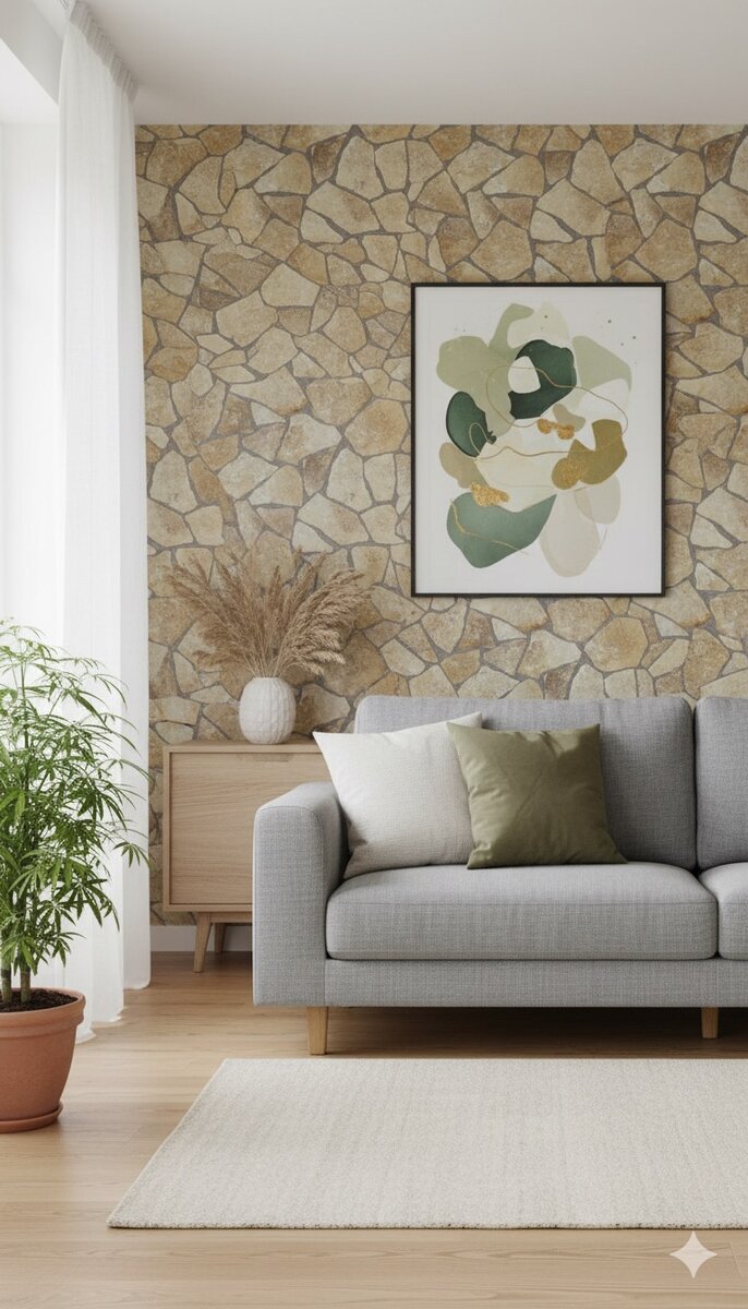 Papier peint effet pierre naturelle