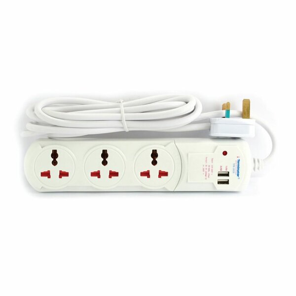 3 Way Extension lead (2USB)