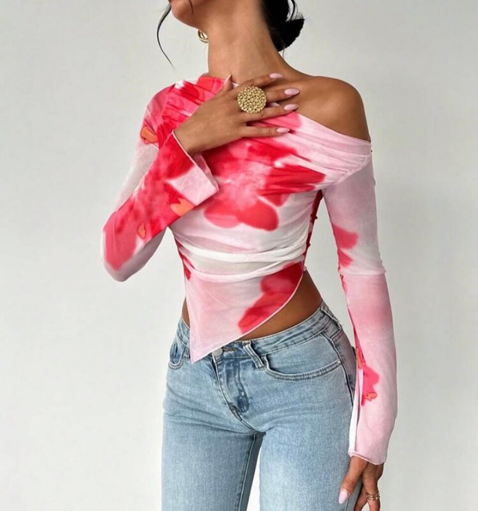 Top asymétrique floral chic