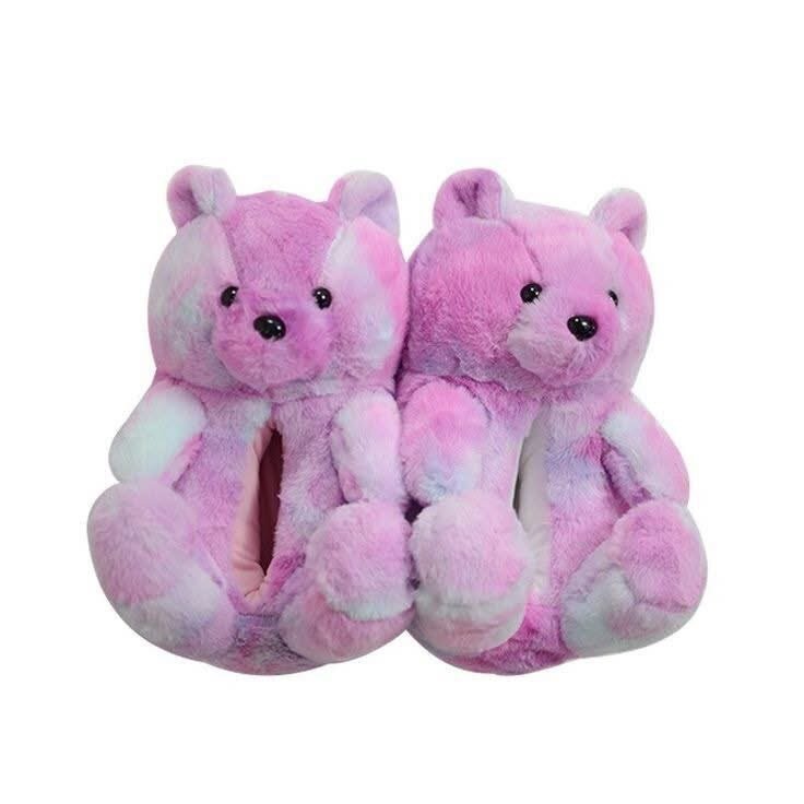 Chaussons Peluche Ours Coloré