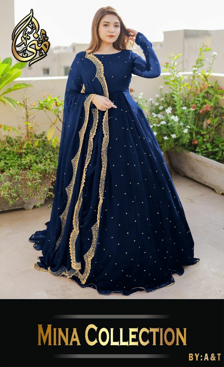 Maxi embroidery with pearl work dupatta  3 pc