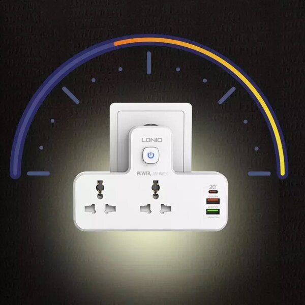 LDNIO Universal 3 USB Port PD QC 3.0 10A 2 AC Power S