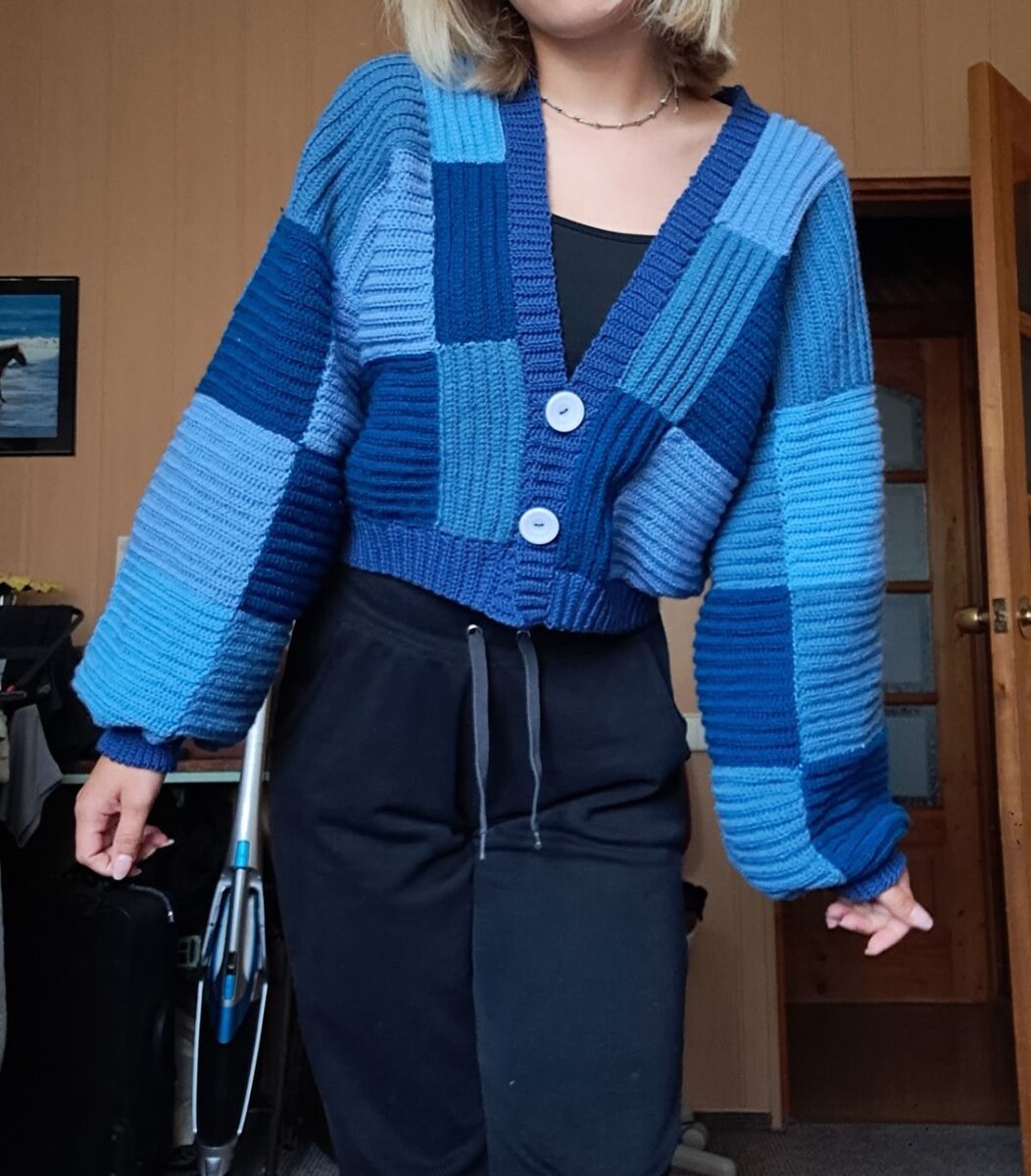 Cardigan tricot patchwork