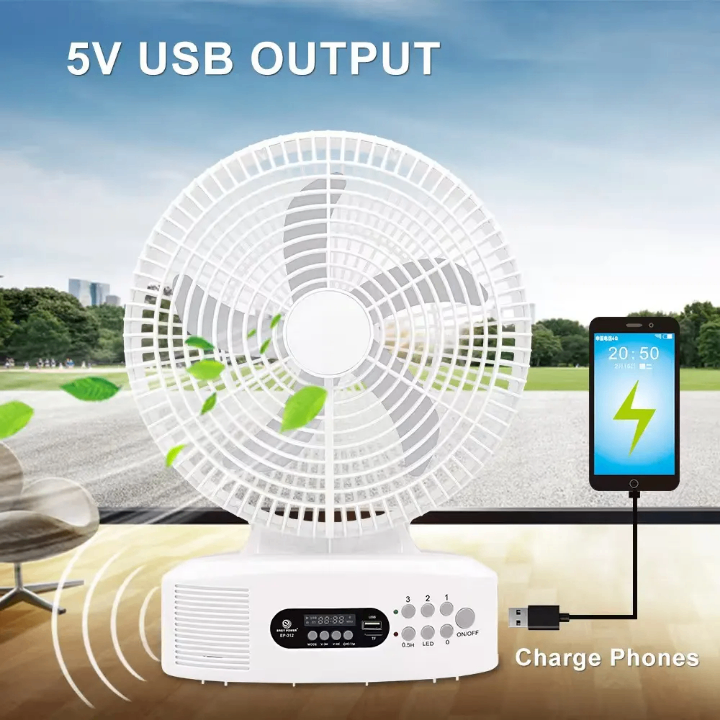 VENTILATEUR SOLAIRE RECHARGEABLE 12 POUCES