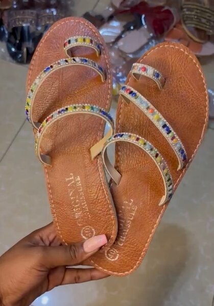 Sandales bohèmes marron perlé