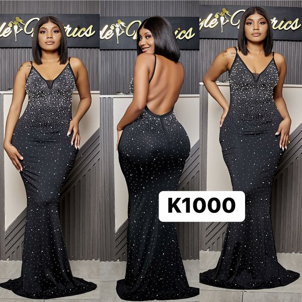 Long evening dress with an open back