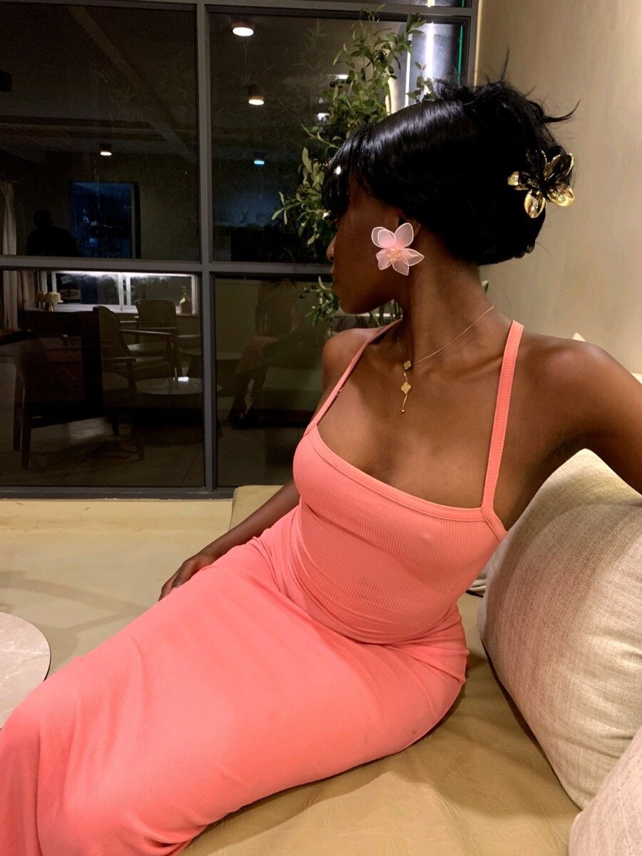 Robe longue élégante rose