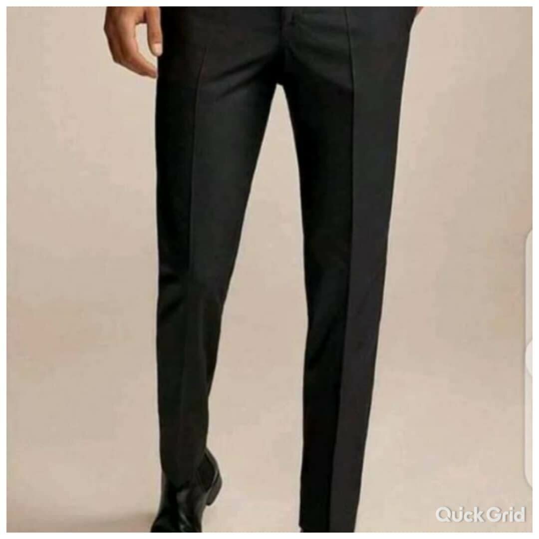 Office plain black Material trousers