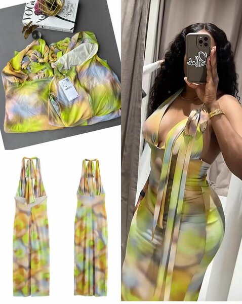 Robe Maxi dos nu multicolore