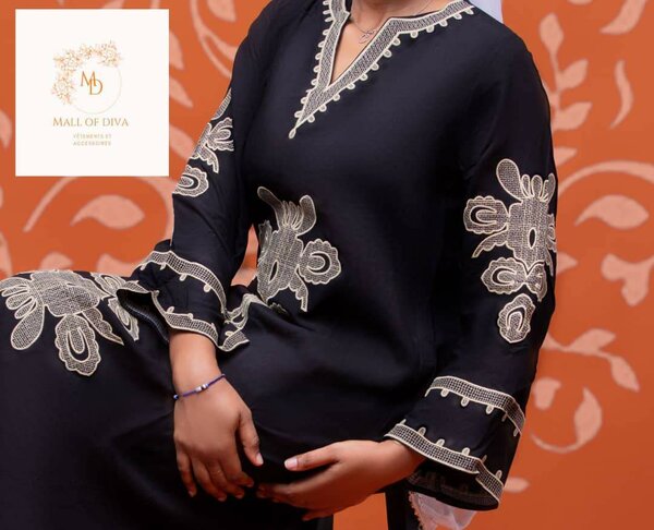 Robe en lin Élégante Noire